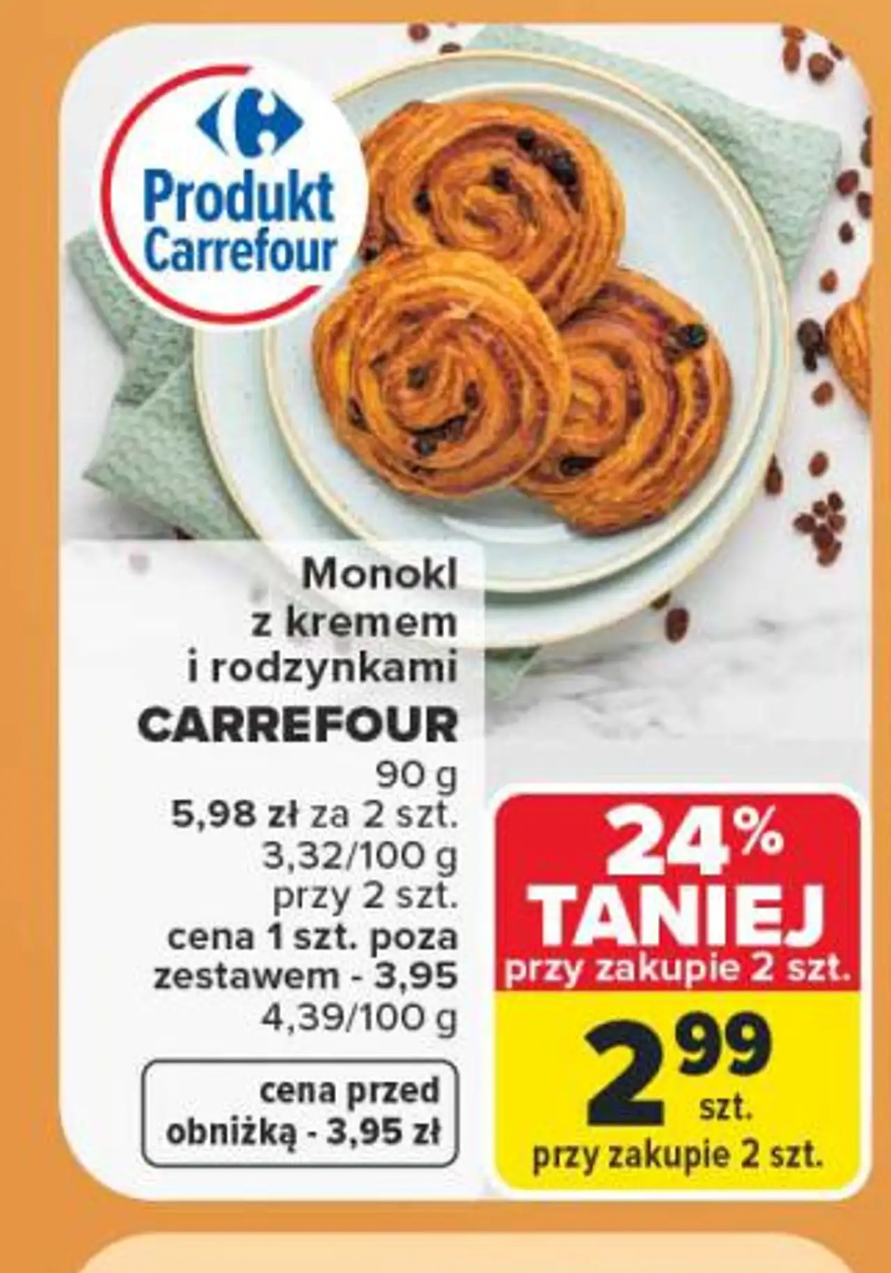 Monokl z kremem i rodzynkami CARREFOUR