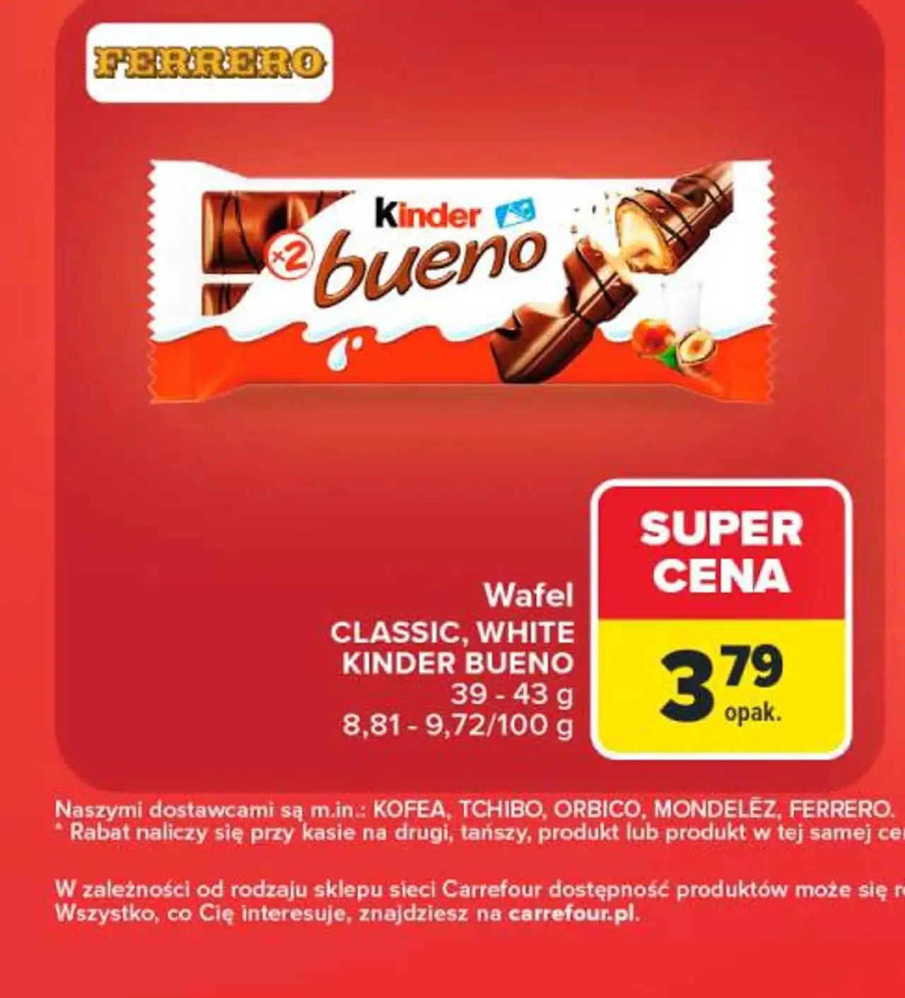 Wafel CLASSIC, WHITE KINDER BUENO