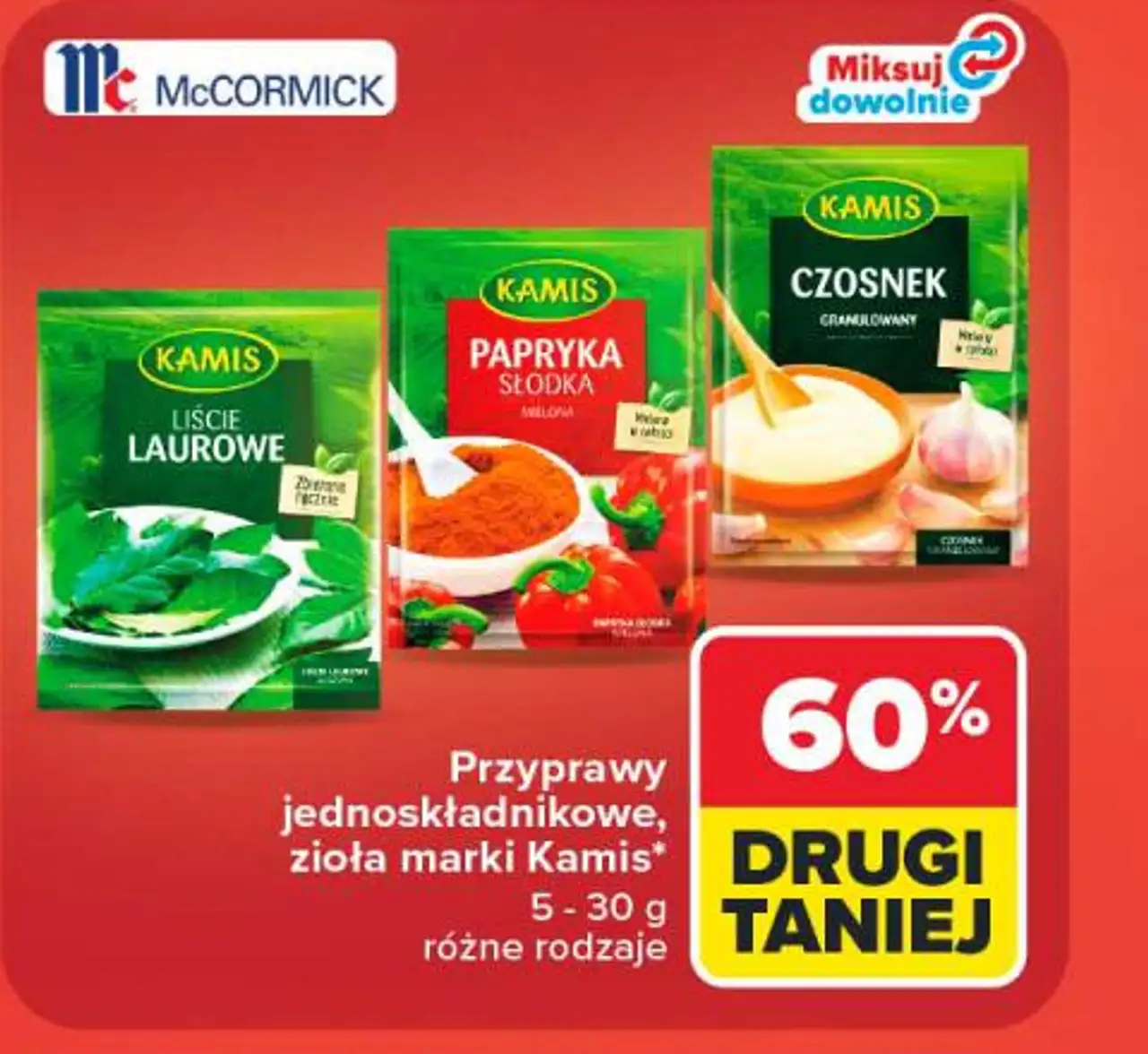 Przyprawy jednoskładnikowe, zioła marki Kamis