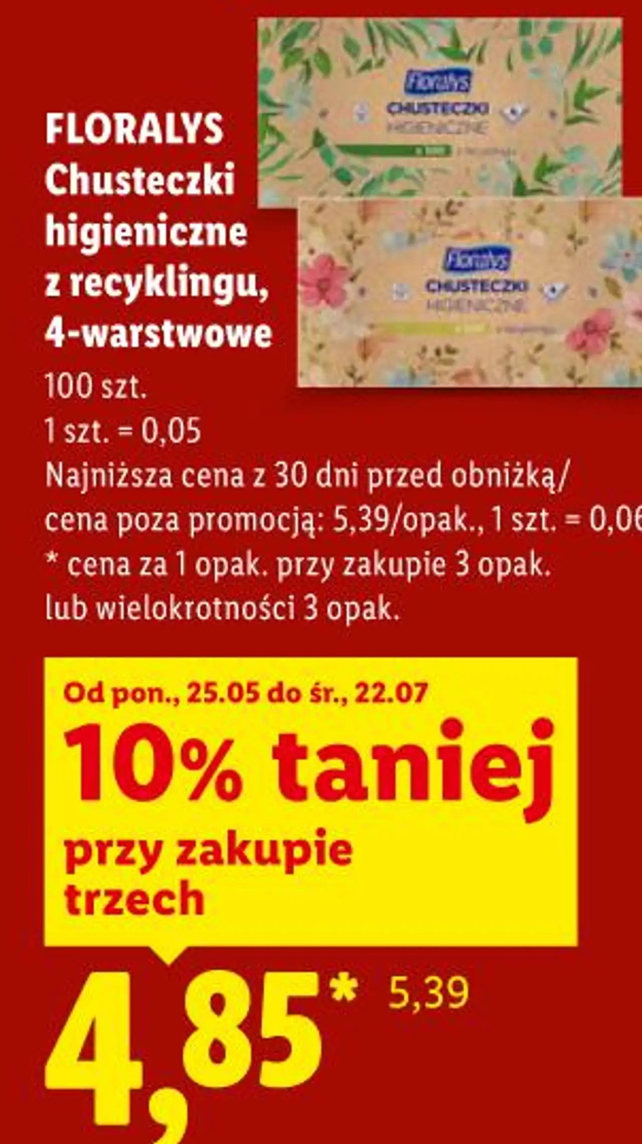 Floralys Chusteczki higieniczne z recyklingu, 4-warstwowe