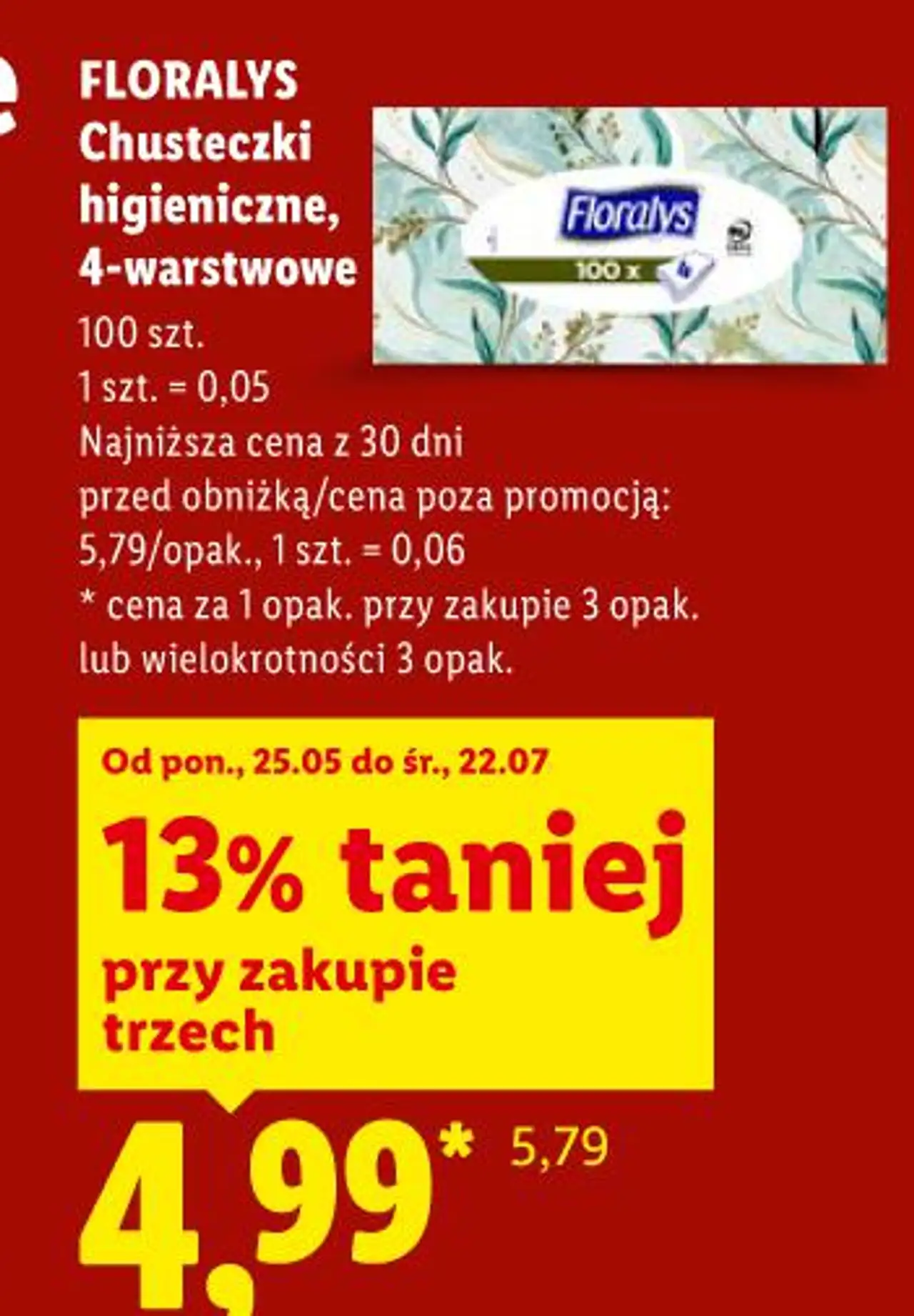 Floralys Chusteczki higieniczne, 4-warstwowe
