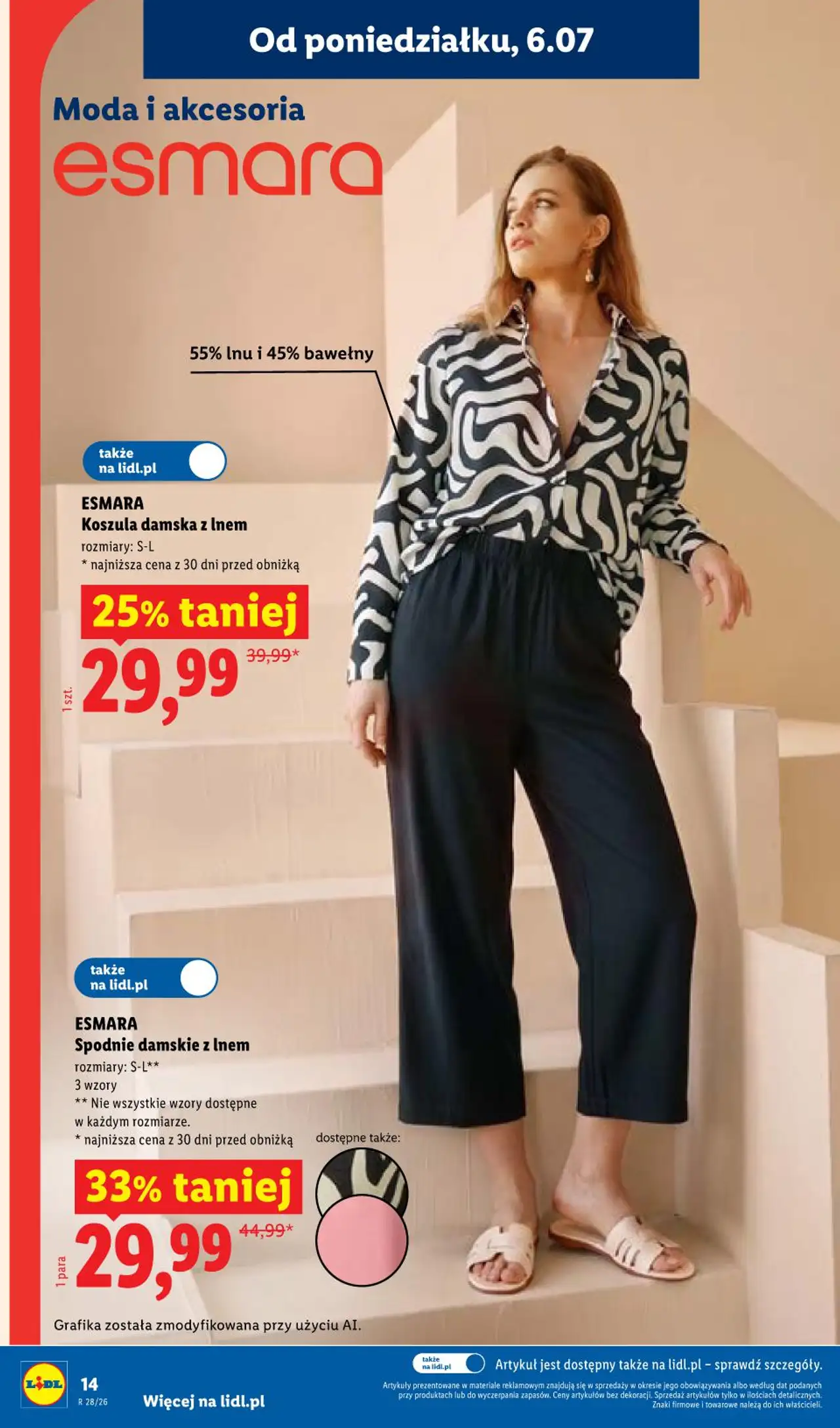 ESMARA Koszula damska z lnem / Spodnie damskie z lnem