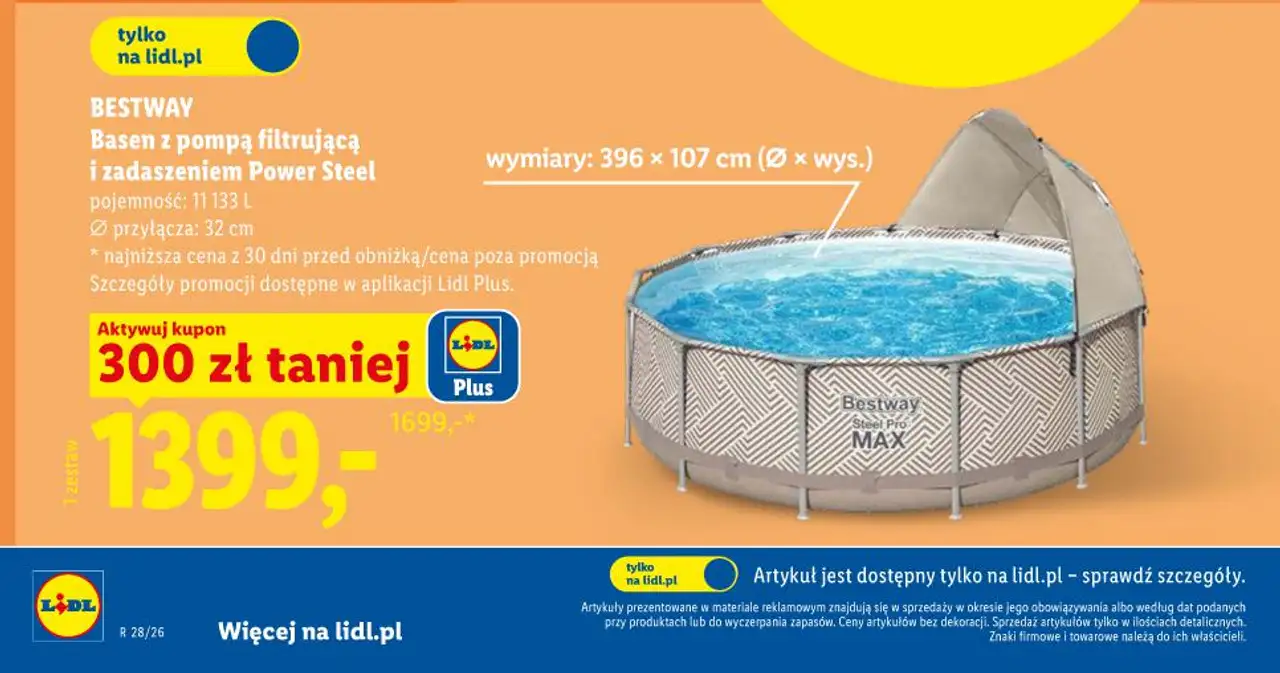 BESTWAY Basen z pompą filtrującą i zadaszeniem Power Steel