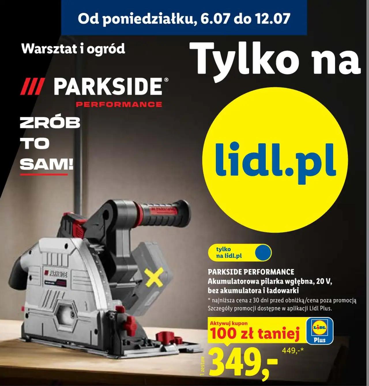 PARKSIDE PERFORMANCE Akumulatorowa pilarka wgłębna, 20 V, bez akumulatora i ładowarki
