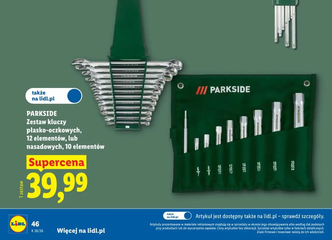 PARKSIDE Zestaw kluczy płasko-oczkowych, 12 elementów, lub nasadowych, 10 elementów