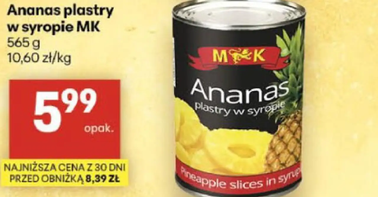 Ananas plastry w syropie MK