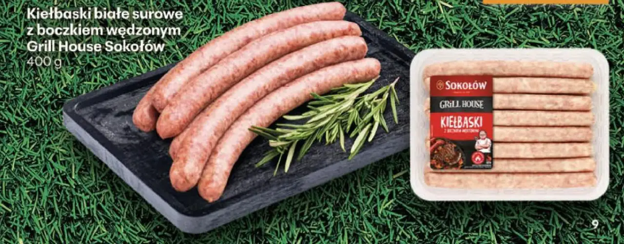 Kiełbaski białe surowe z boczkiem wędzonym Grill House Sokołów