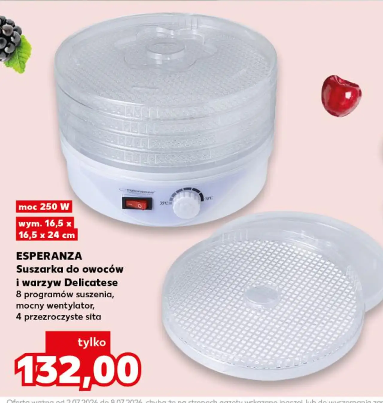 ESPERANZA Suszarka do owoców i warzyw Delicatese