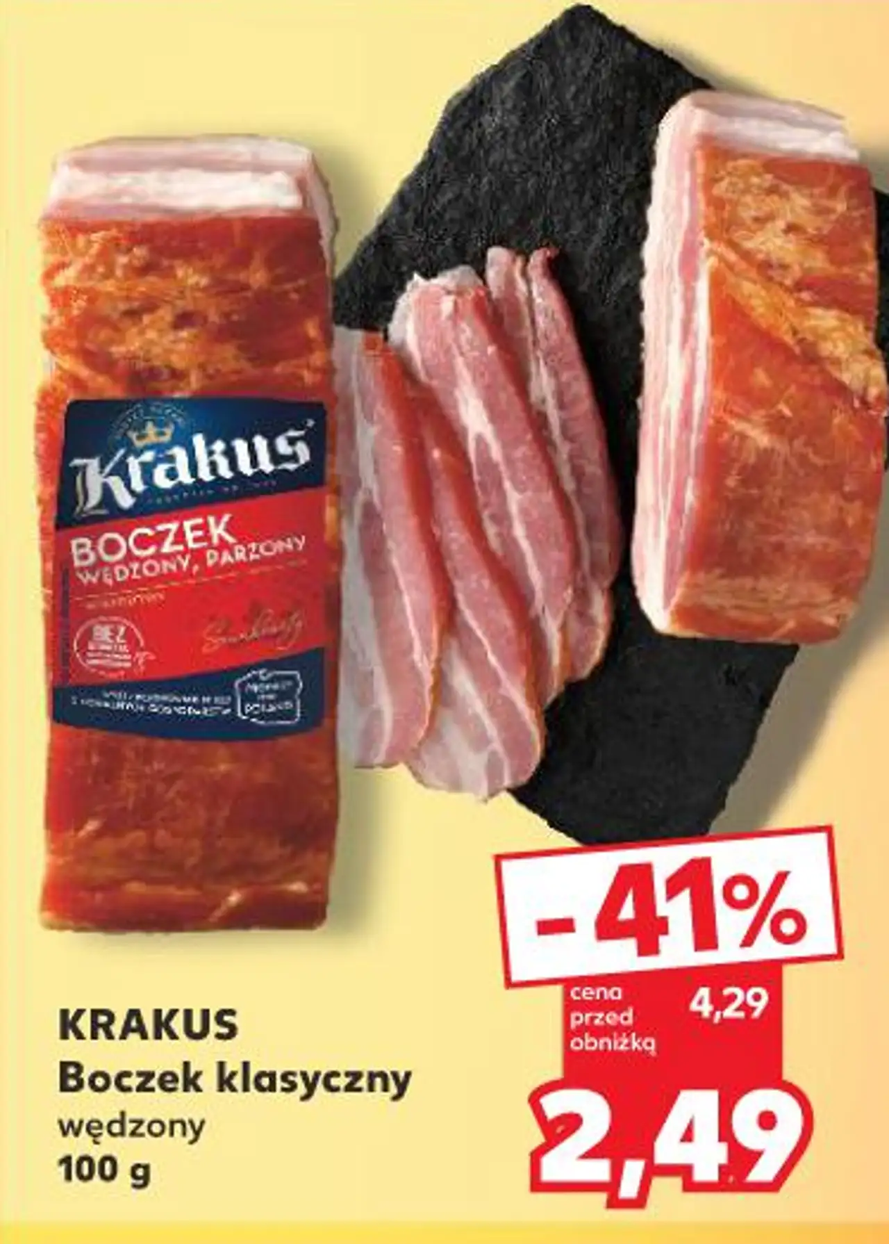 Krakus Boczek klasyczny wędzony, parzony 100 g