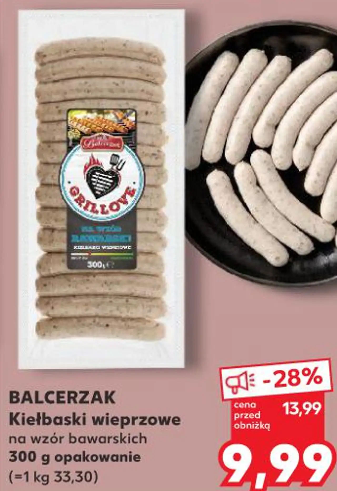 BALCERZAK Kiełbaski wieprzowe na wzór bawarskich 300 g