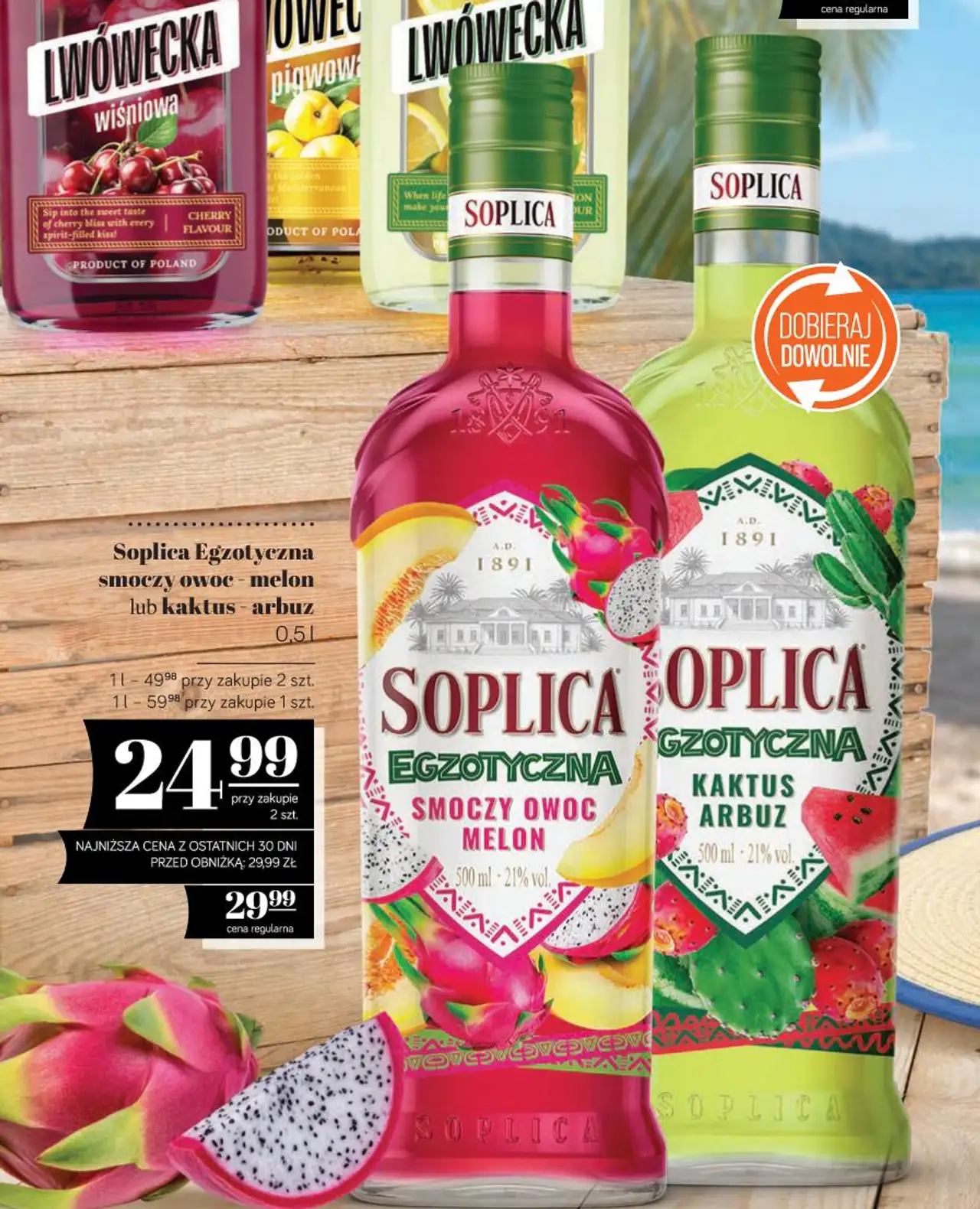 Soplica Egzotyczna smoczy owoc - melon lub kaktus - arbuz