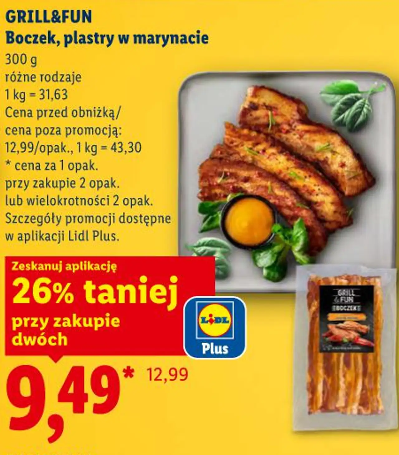 GRILL&FUN Boczek, plastry w marynacie