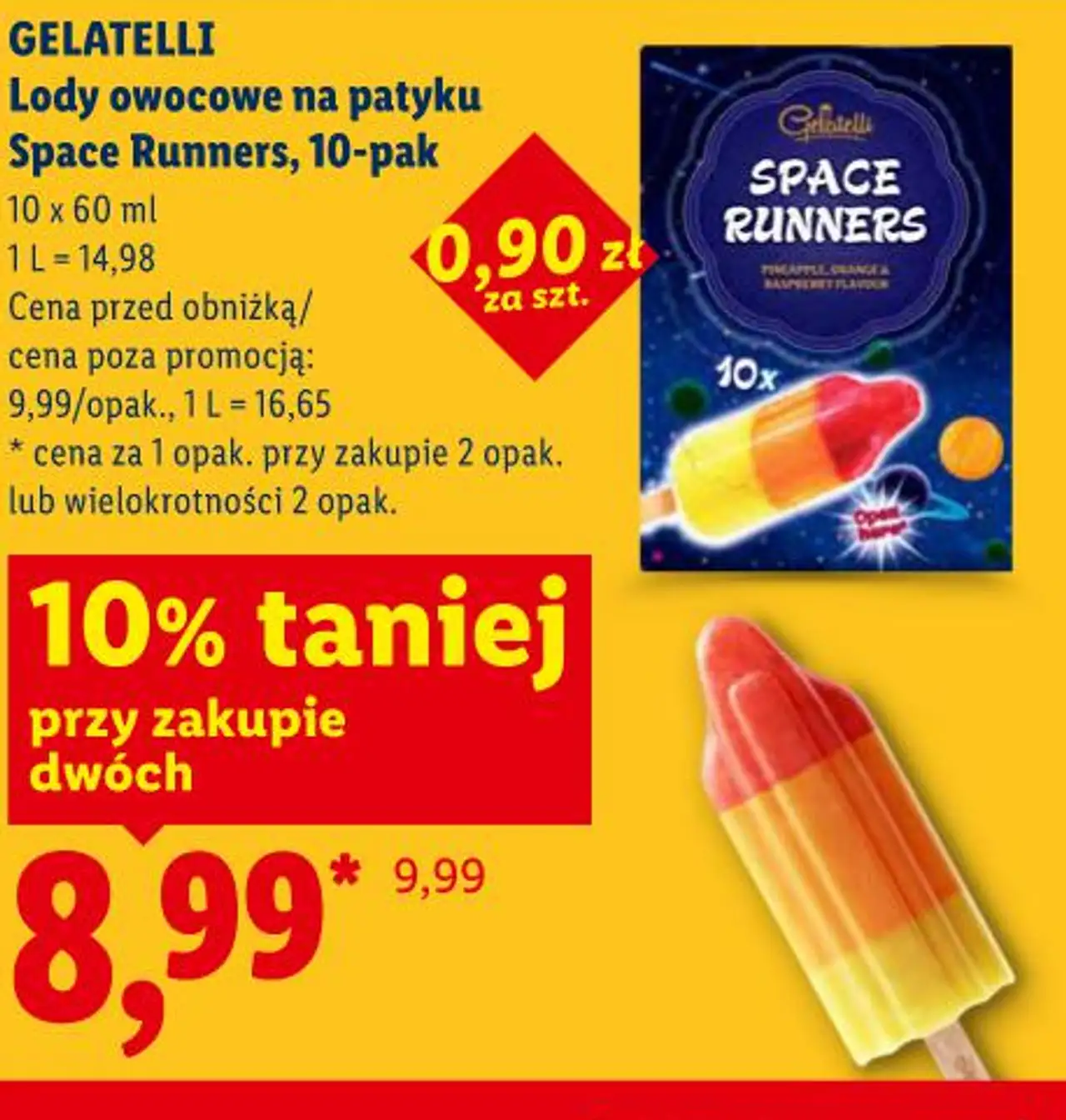 GELATELLI Lody owocowe na patyku Space Runners, 10-pak
