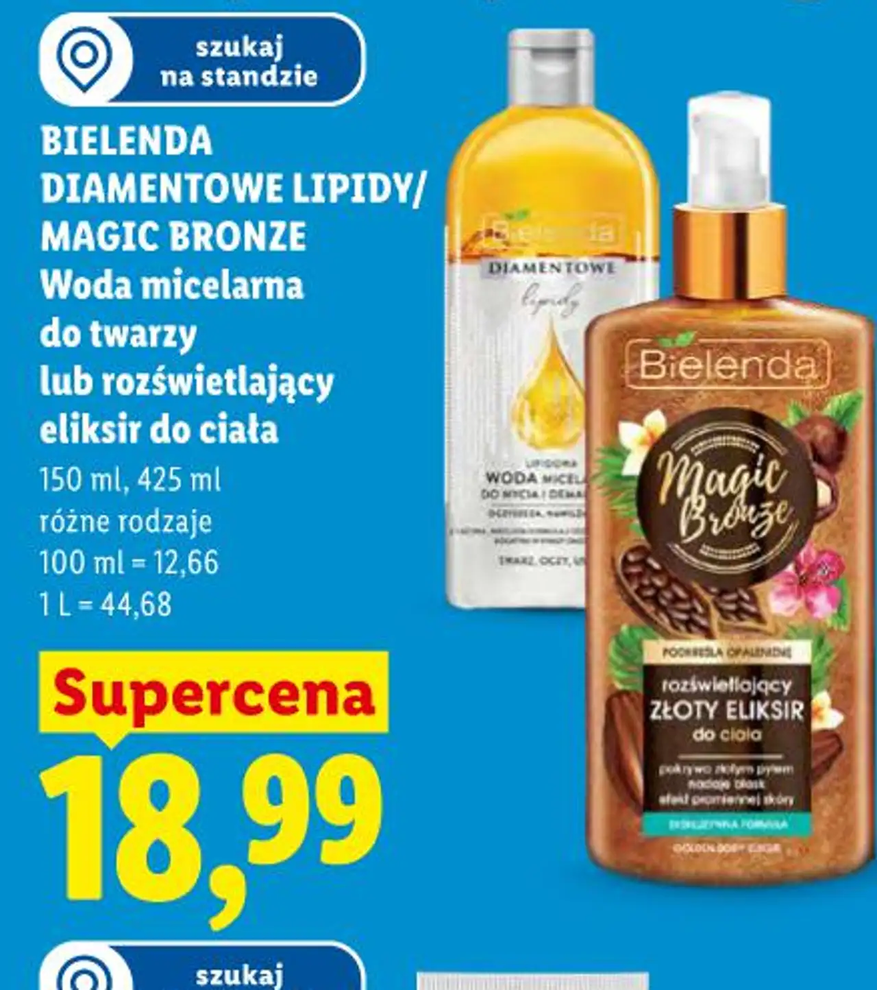 BIELENDA DIAMENTOWE LIPIDY/ MAGIC BRONZE Woda micelarna do twarzy lub rozświetlający eliksir do ciała
