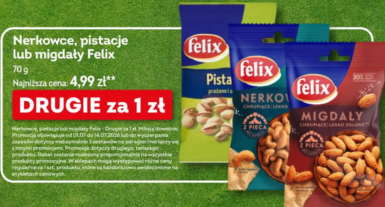 Nerkowce, pistacje lub migdały Felix