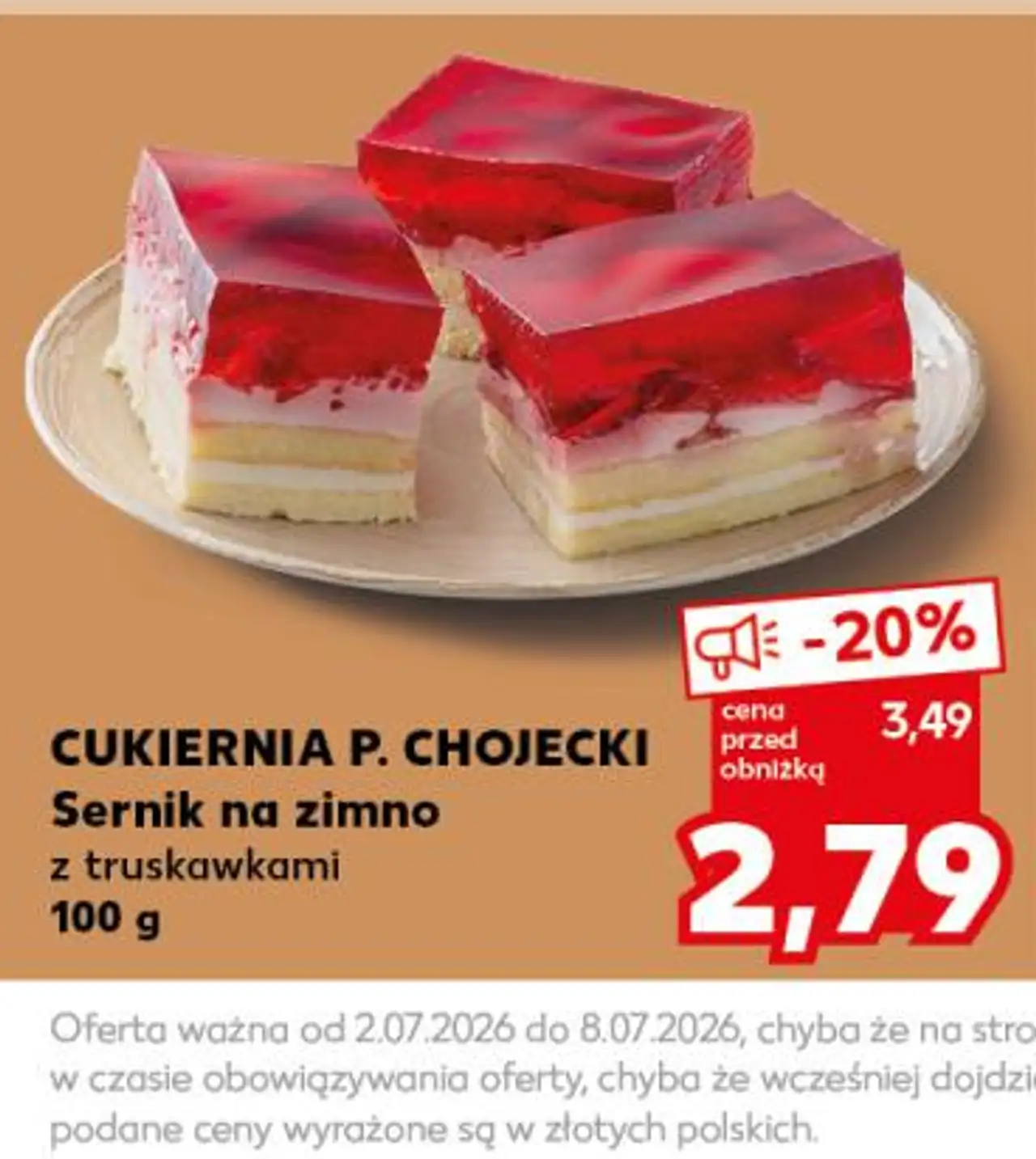 CUKIERNIA P. CHOJECKI Sernik na zimno