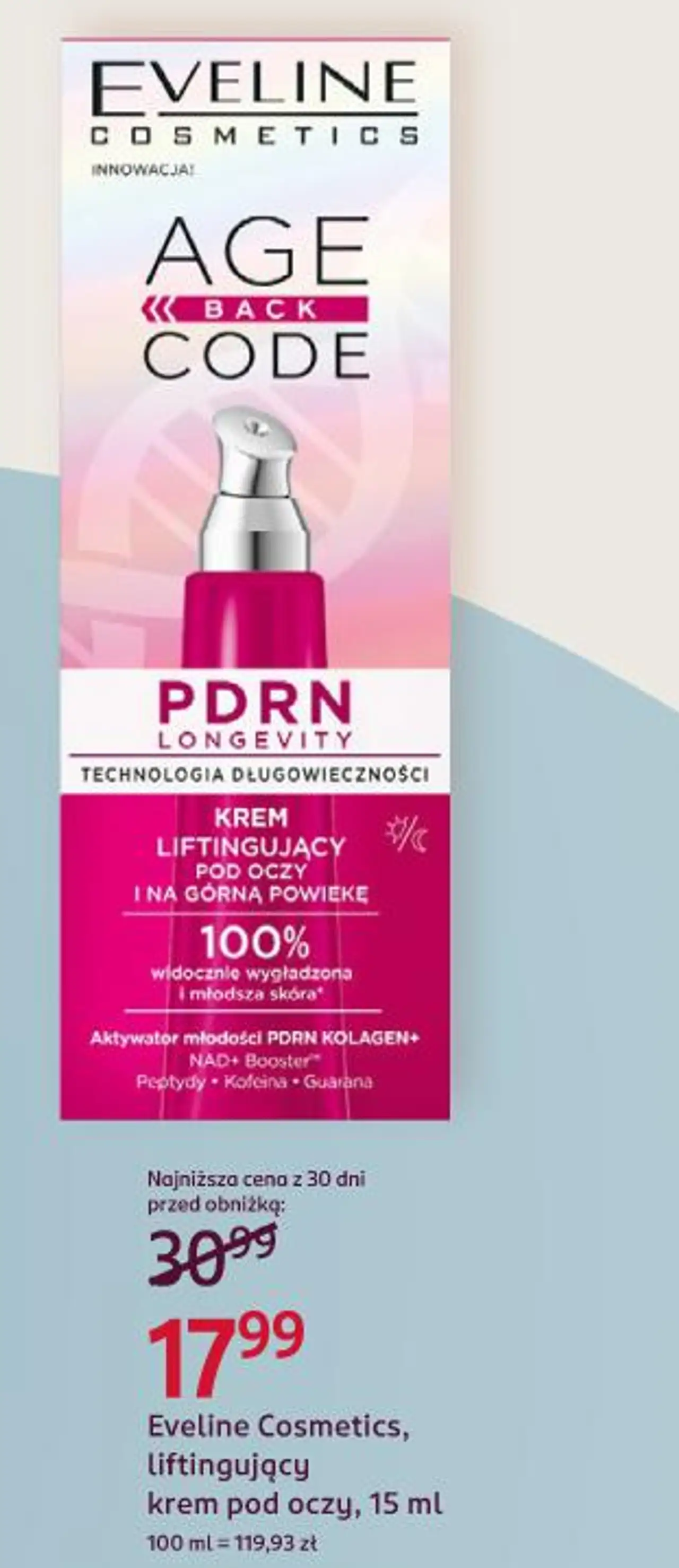 Eveline Cosmetics, liftingujący krem pod oczy, 15 ml