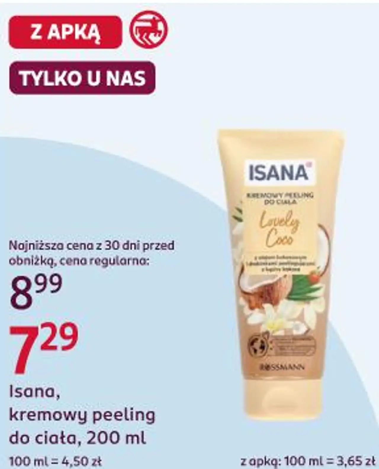 Isana, kremowy peeling do ciała, 200 ml