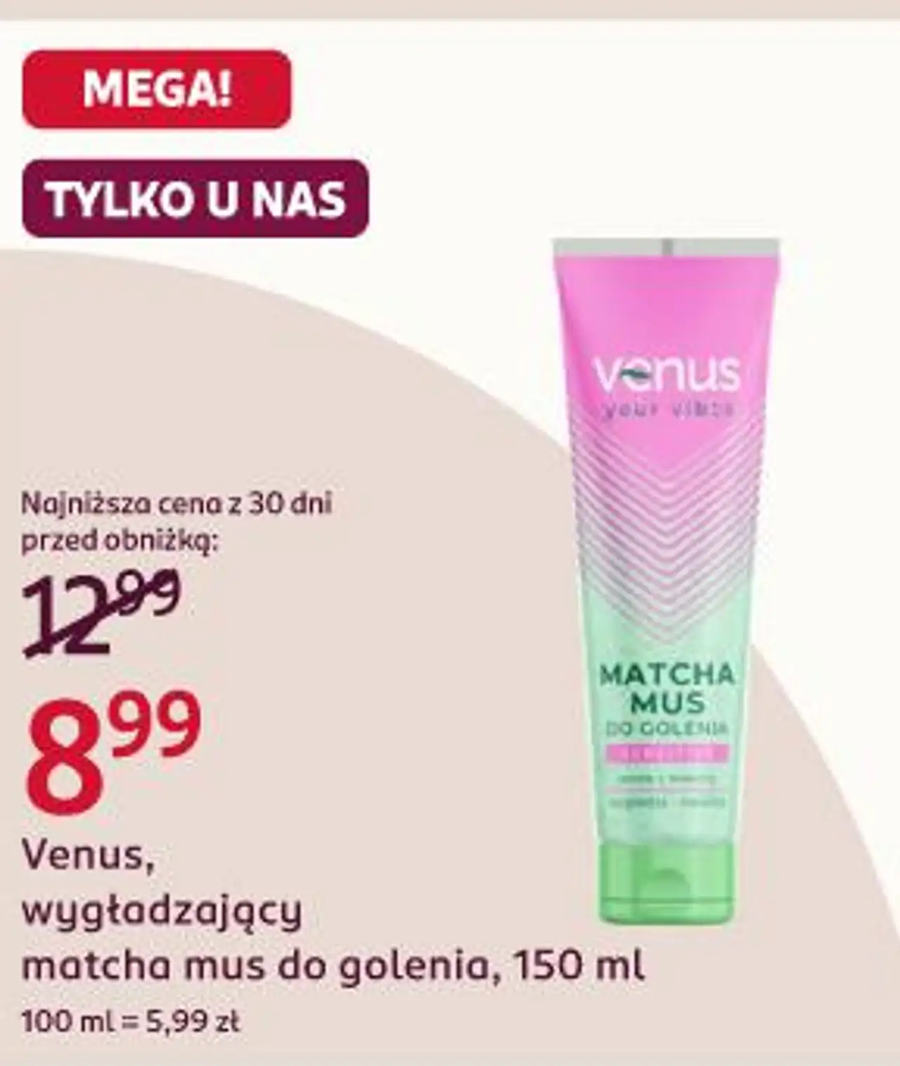 Venus, wygładzający matcha mus do golenia, 150 ml