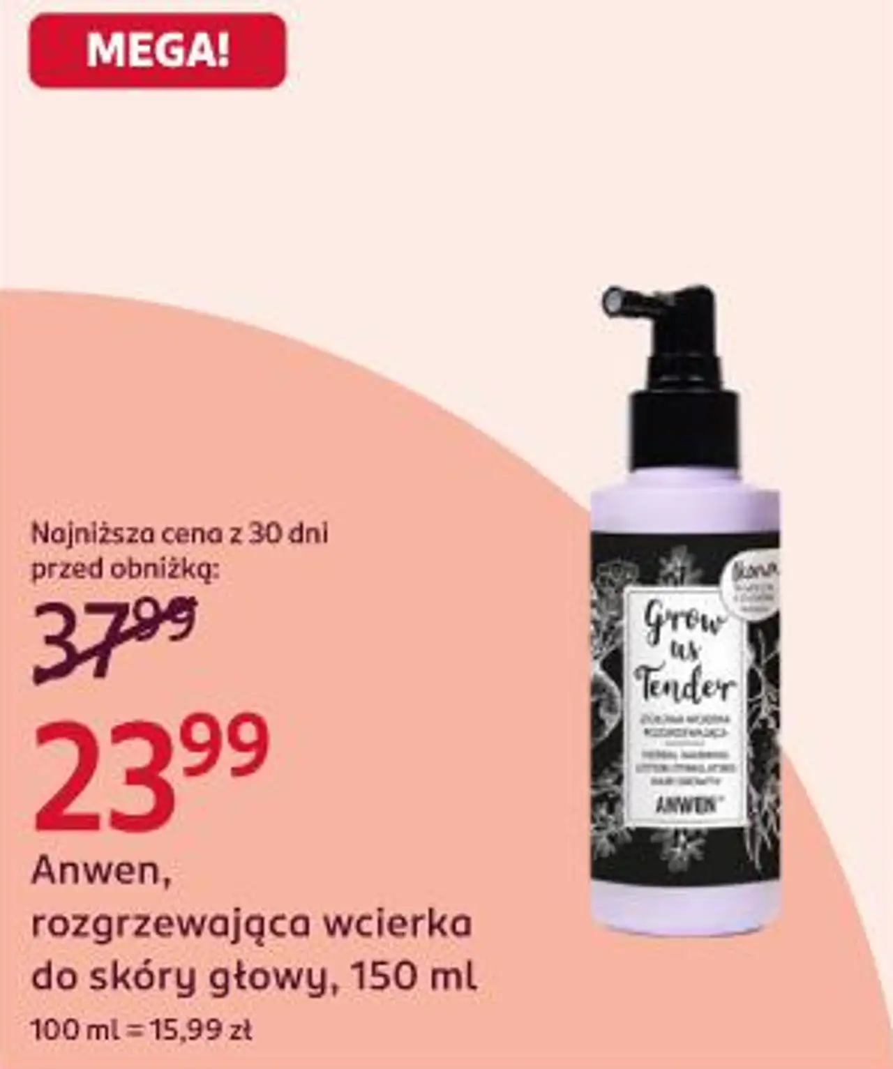 Anwen, rozgrzewająca wcierka do skóry głowy, 150 ml