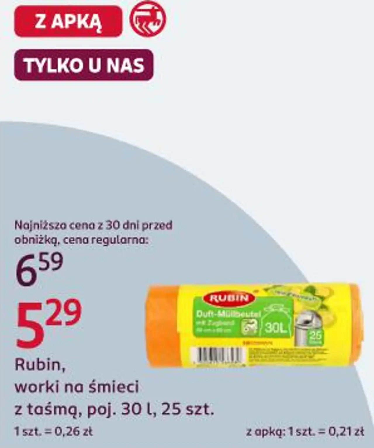 Rubin, worki na śmieci z taśmą, poj. 30 l, 25 szt.