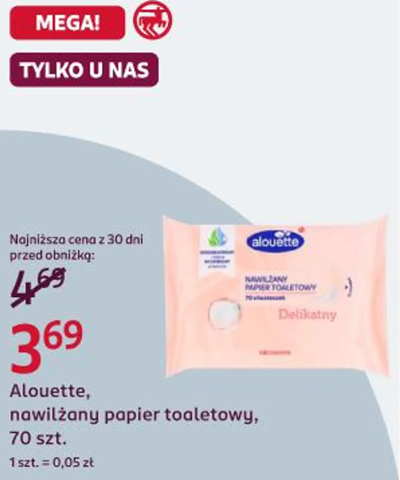 Alouette, nawilżany papier toaletowy, 70 szt.