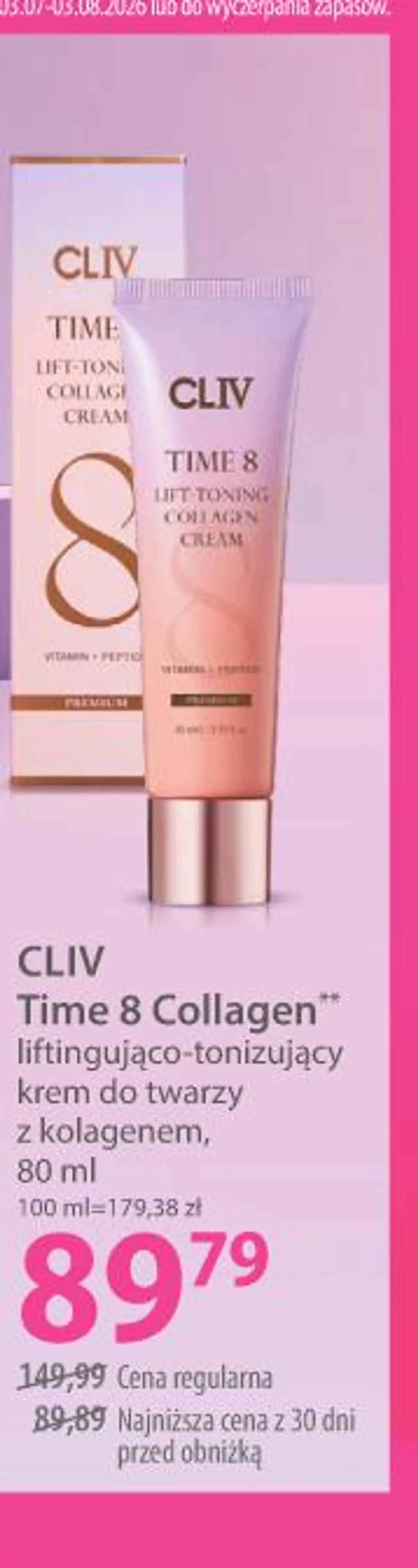 CLIV Time 8 Collagen liftingująco-tonizujący krem do twarzy z kolagenem
