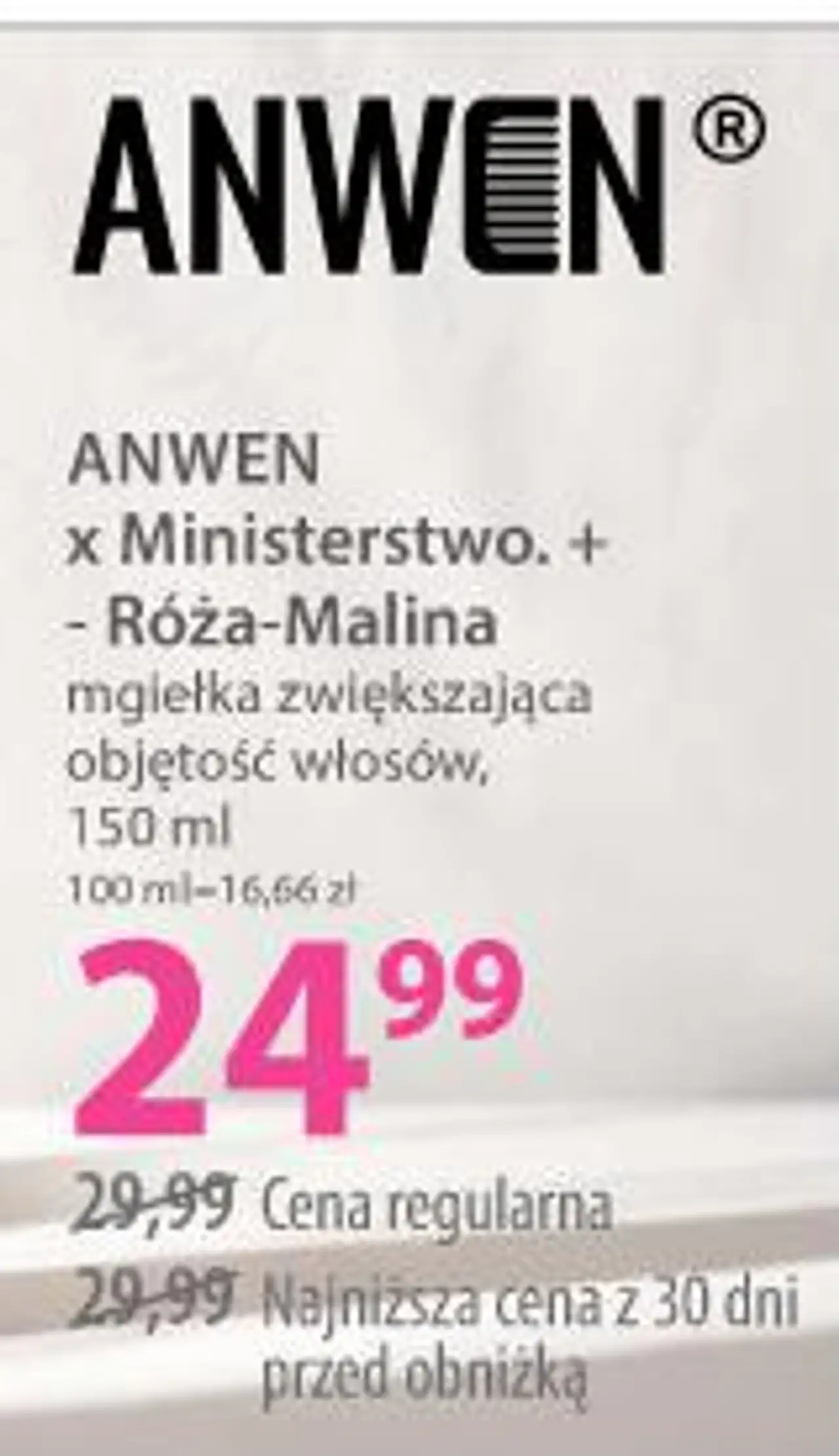 Anwen x Ministerstwo + - Róża-Malina mgiełka zwiększająca objętość włosów