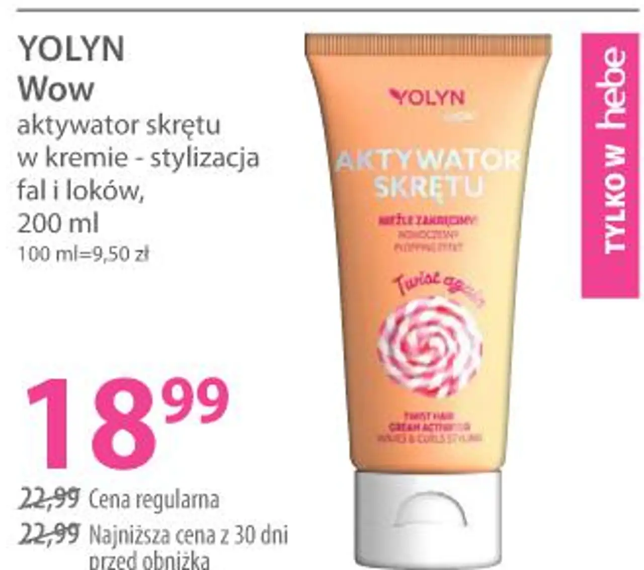 Yolyn Wow aktywator skrętu w kremie - stylizacja fal i loków