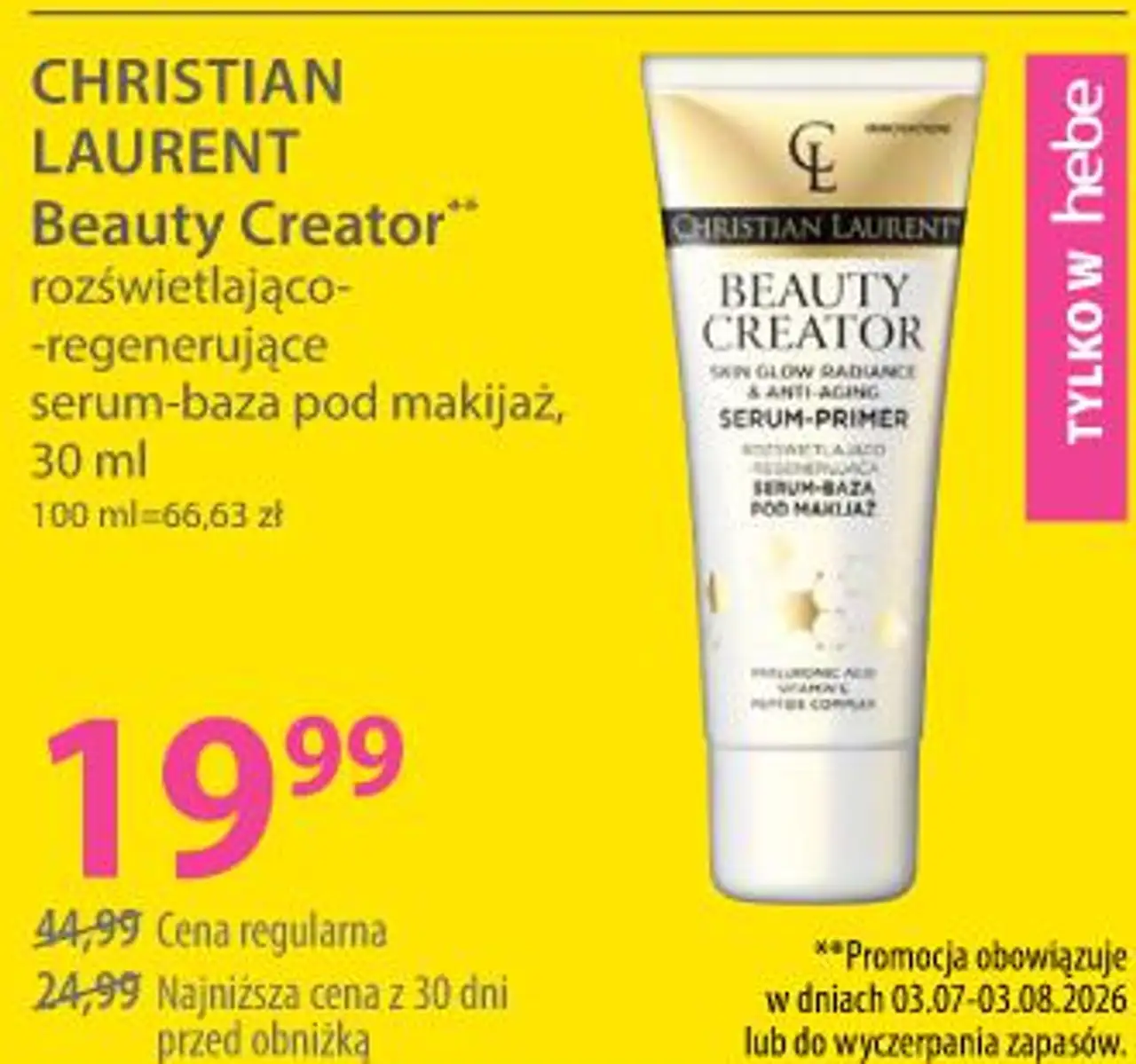 Christian Laurent Beauty Creator rozświetlająco-regenerujące serum-baza pod makijaż