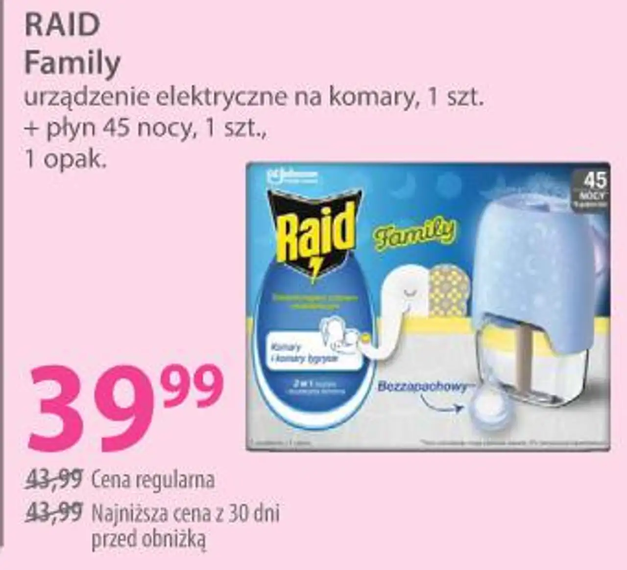 RAID Family urządzenie elektryczne na komary + płyn 45 nocy