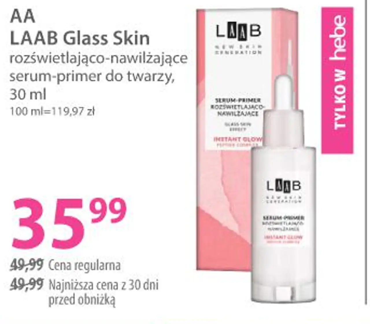 AA LAAB Glass Skin rozświetlająco-nawilżające serum-primer do twarzy