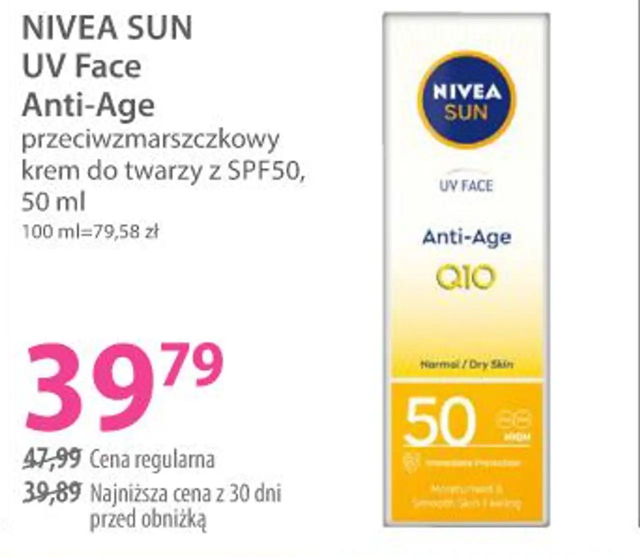 NIVEA SUN UV Face Anti-Age przeciwzmarszczkowy krem do twarzy