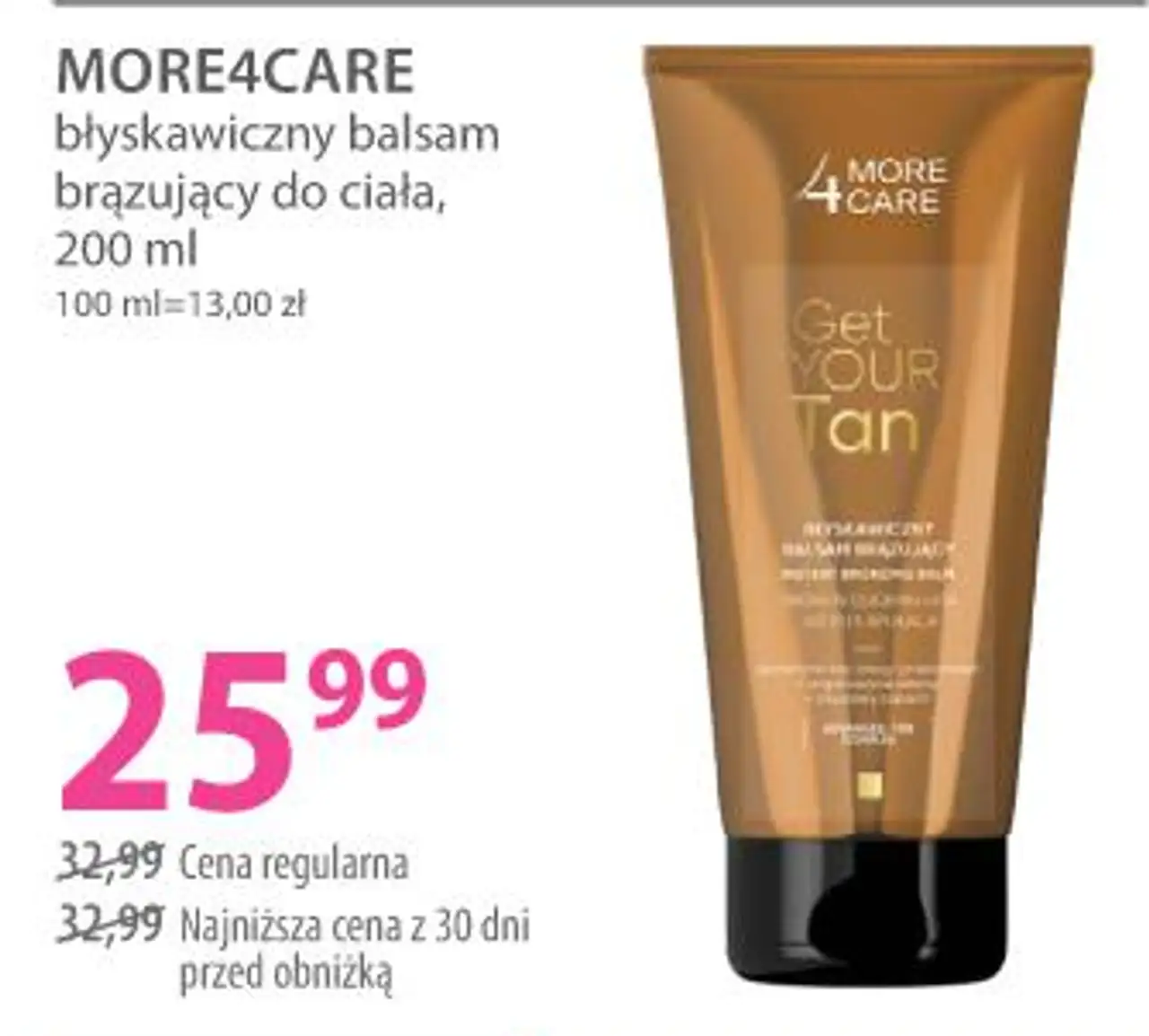 MORE4CARE błyskawiczny balsam brązujący do ciała, 200 ml