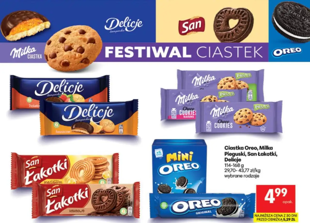 Ciastka Oreo, Milka Pieguski, San Łakotki, Delicje