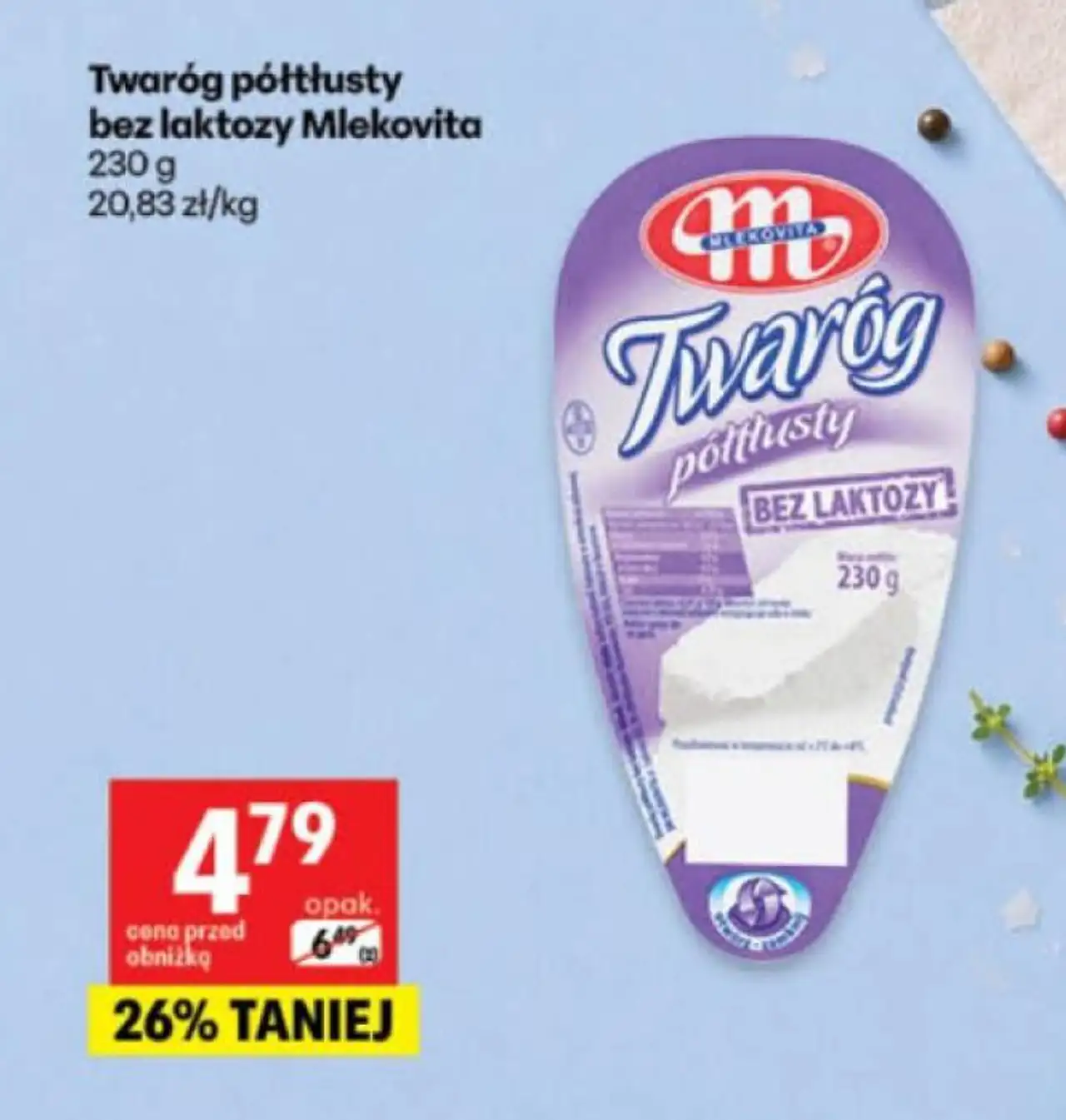 Twaróg półtłusty bez laktozy Mlekovita