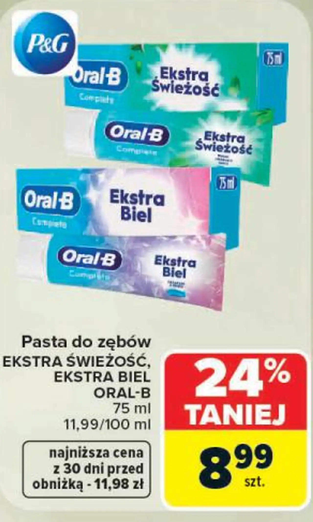 Pasta do zębów EKSTRA ŚWIEŻOŚĆ, EKSTRA BIEL ORAL-B