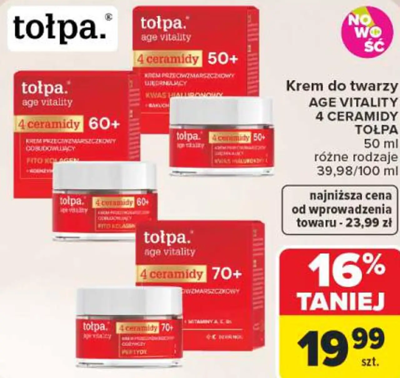 Krem do twarzy AGE VITALITY 4 CERAMIDY Tołpa