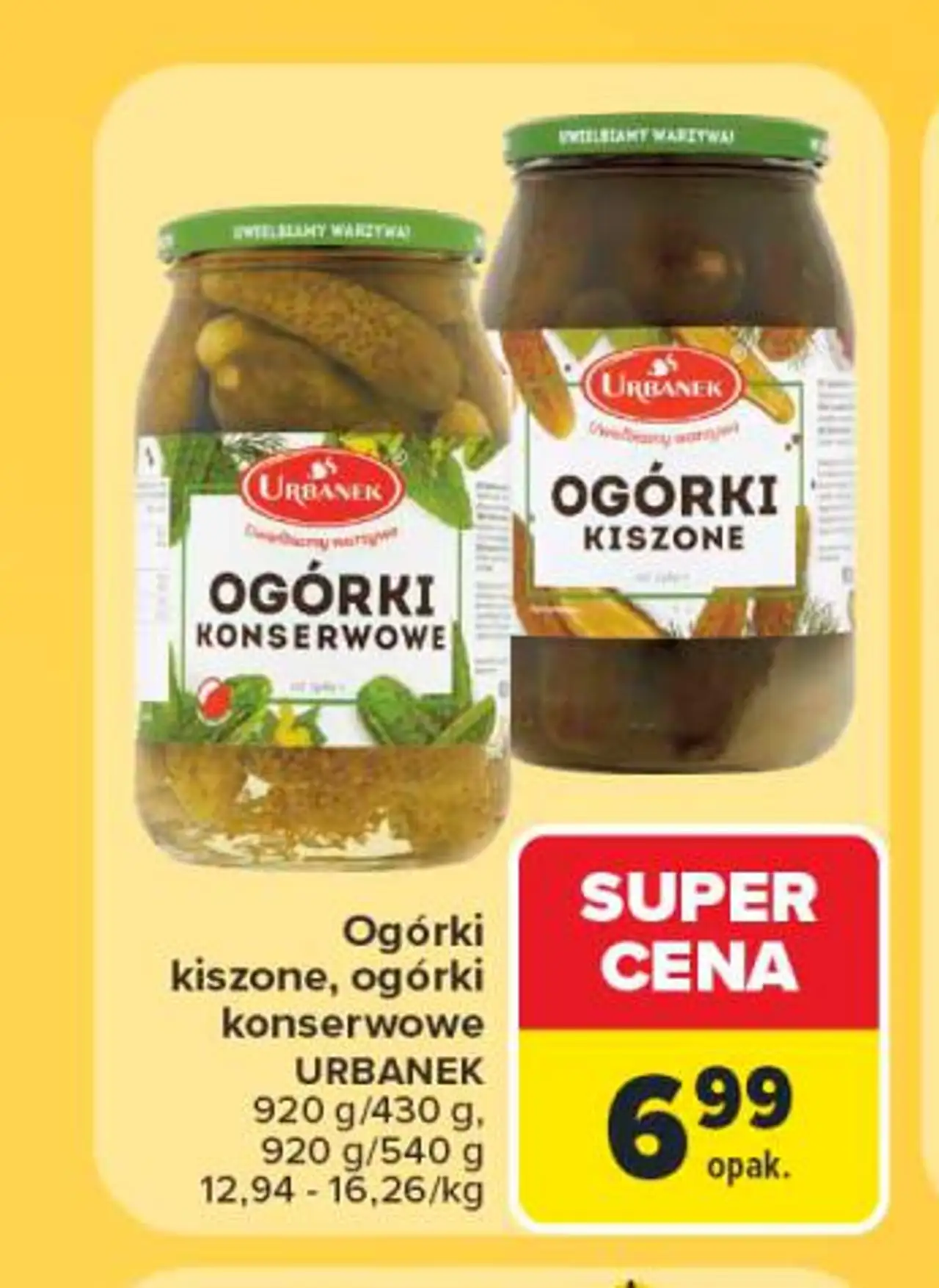 Ogórki kiszone, ogórki konserwowe URBANER