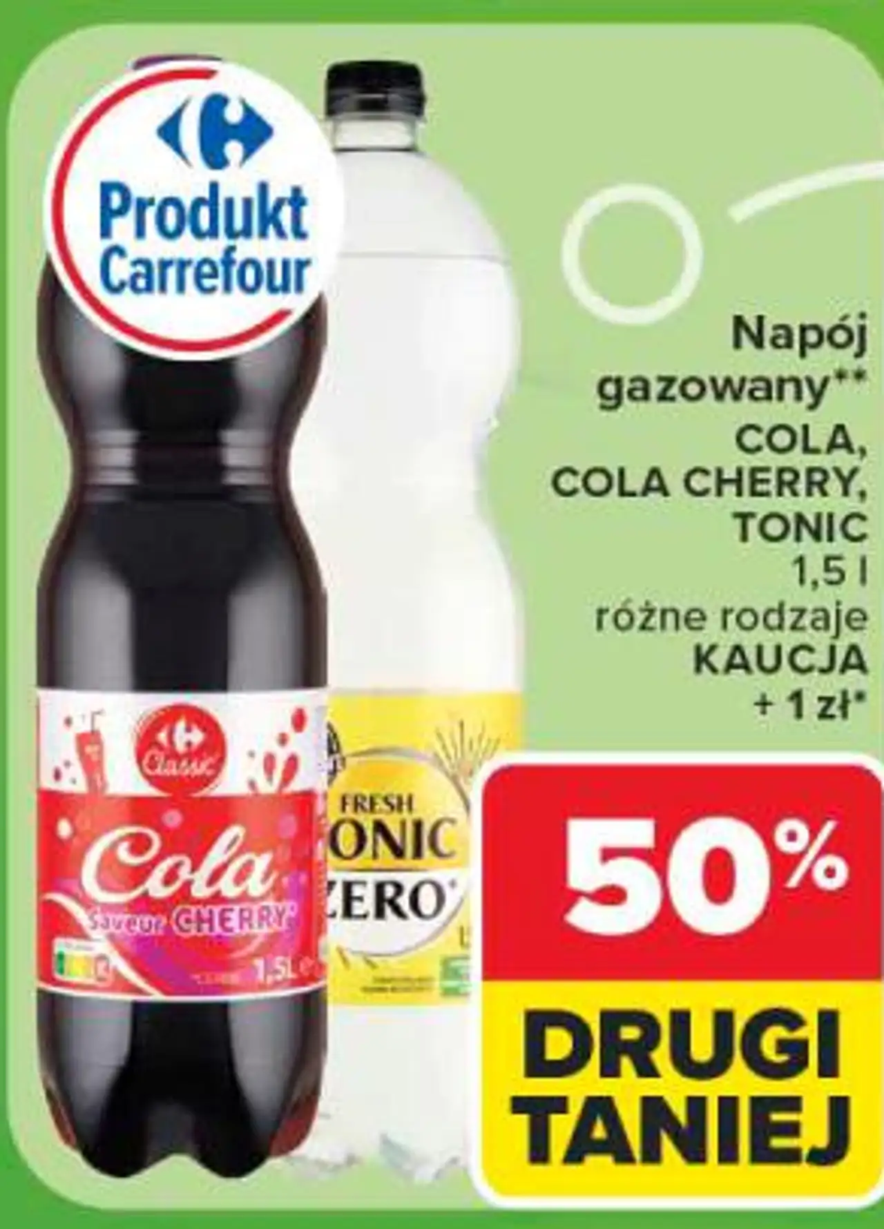 Produkt Carrefour Napój gazowany Cola, Cola Cherry, Tonic
