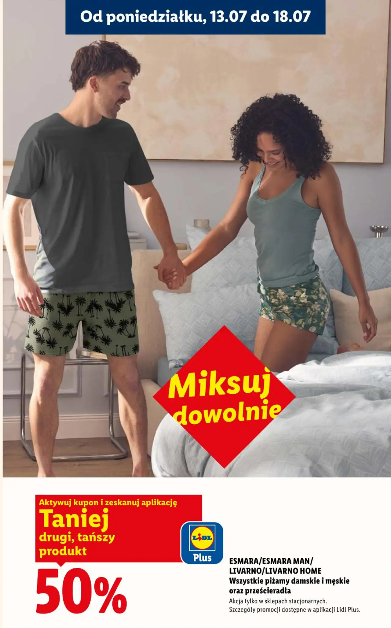 Wszystkie piżamy damskie i męskie oraz prześcieradła Esmara / Esmara Man / Livarno / Livarno Home