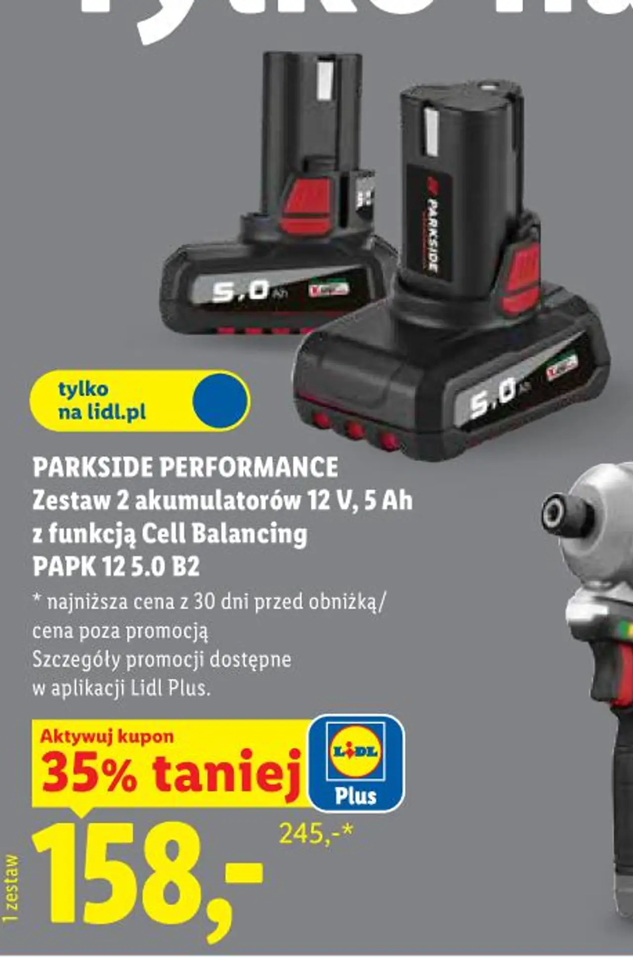 PARKSIDE PERFORMANCE Zestaw 2 akumulatorów 12 V, 5 Ah z funkcją Cell Balancing PAPK 12 5.0 B2