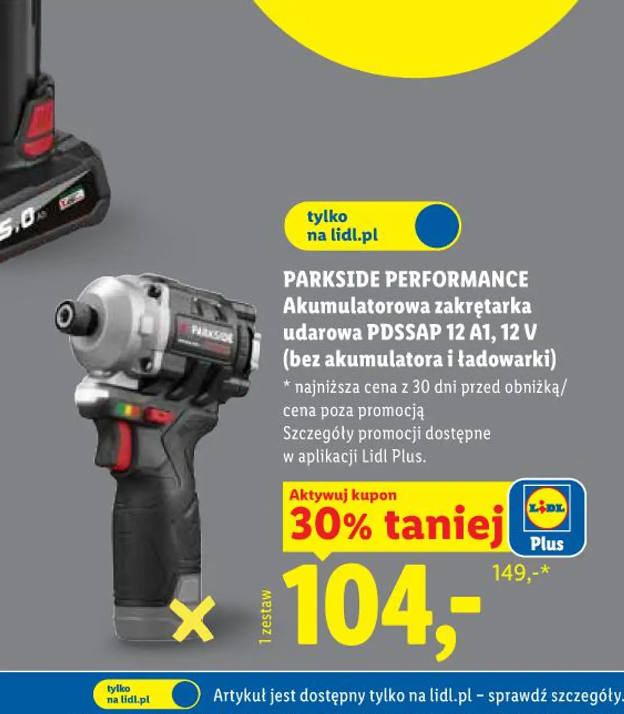 PARKSIDE PERFORMANCE Akumulatorowa zakrętarka udarowa PDSSAP 12 A1, 12 V (bez akumulatora i ładowarki)