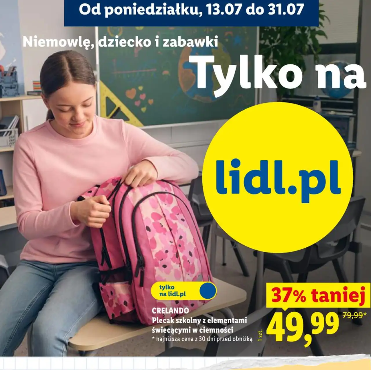 CRELANDO Plecak szkolny z elementami świecącymi w ciemności