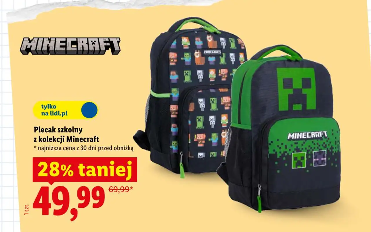 Plecak szkolny z kolekcji Minecraft