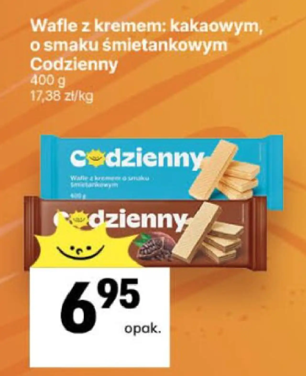 Wafle z kremem: kakaowym, o smaku śmietankowym Codzienny