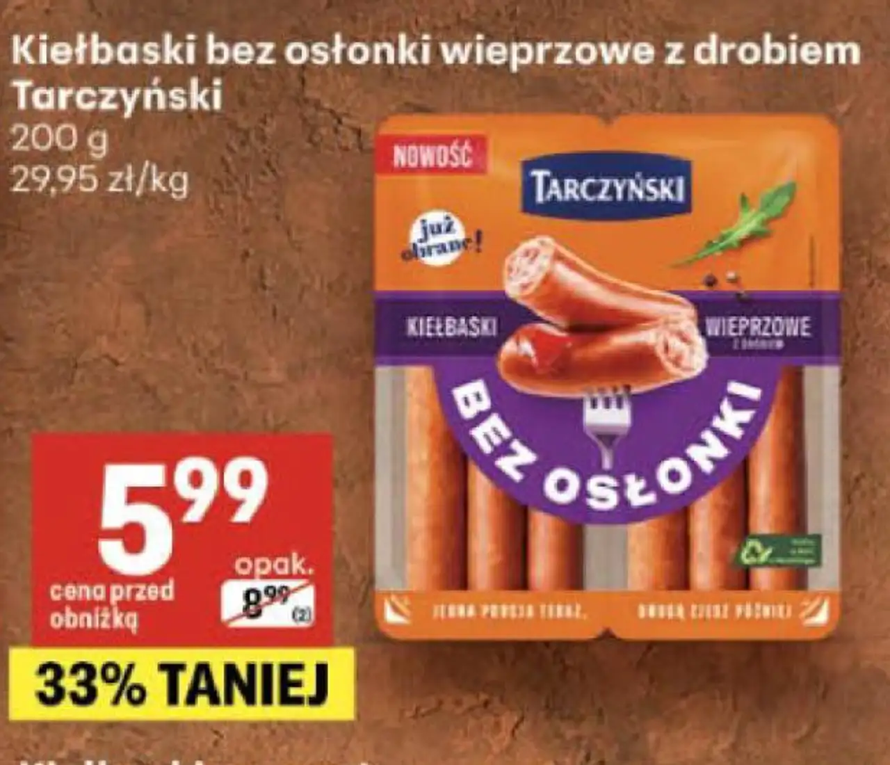 Kiełbaski bez osłonki wieprzowe z drobiem Tarczyński