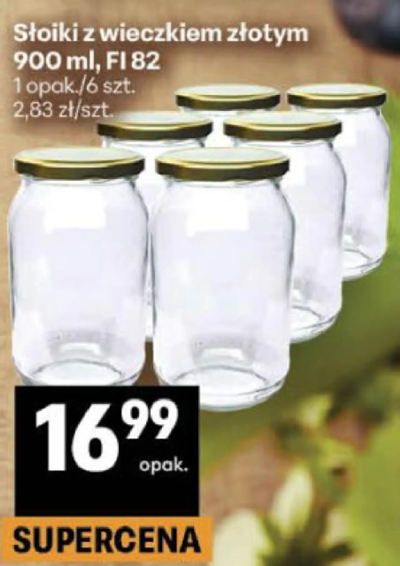 Słoiki z wieczkiem złotym 900 ml, FI 82 1 opak./6 szt.