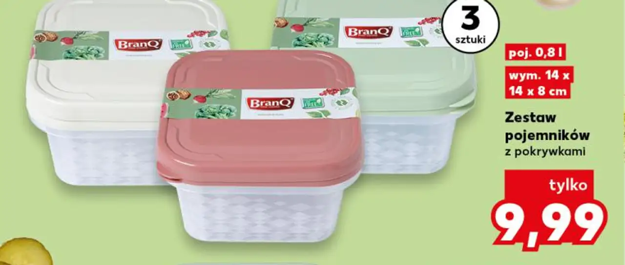 BranQ Zestaw pojemników z pokrywkami, poj. 0,8 l