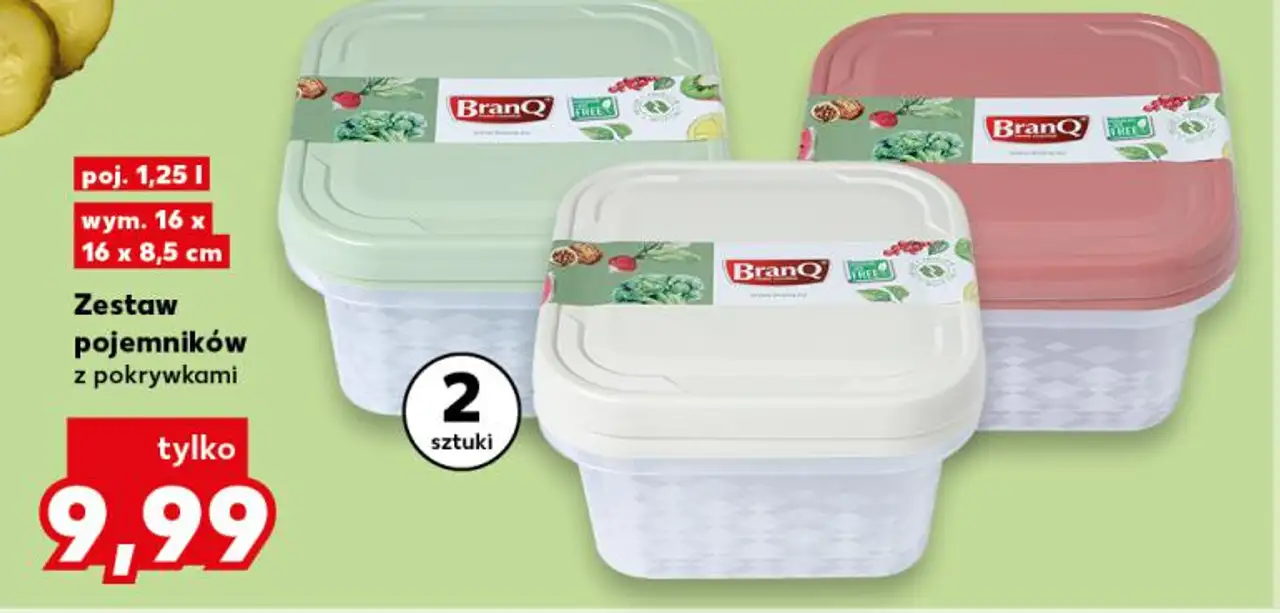 BranQ Zestaw pojemników z pokrywkami, poj. 1,25 l